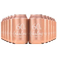 PRICES MAY VARY. STYLISH DESIGN - Set of 12 "60 and Fabulous Can Coolers! Perfect for Women 60th Birthday Party Decorations Rose Gold Parties and will make you even famous on Instagram and Snapchat! Long Lasting + Reusable: Keeps your beverage cool and your hands dry! made out of thick, neoprene material - our holders are meant to be reused! Perfect for anyone who likes to keep their beverages cold! this 12-pack premium sleeves are a great way to keep those drinks icy cold until the party ends! 60th Birthday Favors, 50th Birthday Party Favors, Birthday Party Drinks, 60th Birthday Party Decorations, 60th Birthday Decorations, Rose Gold Party Decor, 50th Birthday Party Decorations, Beer Sleeve, 50th Birthday Gifts For Woman