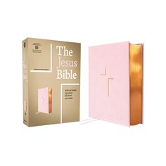 the jesus's bible pink and gold, with an open book in front of it