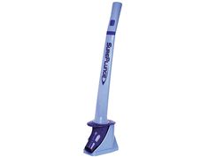 a blue and purple baseball bat on top of a white base with the words san diego written on it