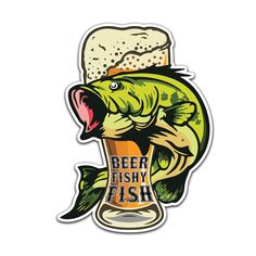 Torched Products Stickers Beer Fishy Fish - Vinyl Sticker Kids Fishing, Hearts Desire, My Son, Vinyl Sticker, Fishing, Water Bottle, Beer, Water Resistant, Custom Design