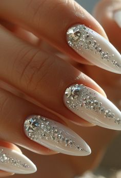 Immerse yourself in the ethereal beauty of nail art with these stunning White Nails 2024! Wedding Day Nails, Bridal Nail Art, Stunning Nail Designs, Nail Art Trends, Fancy Nails Designs, Glamour Nails, Wedding Nails Design, Bride Nails, Nails 2024