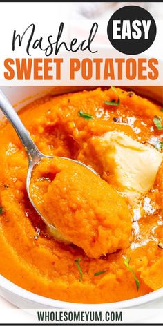 Mashed Sweet Potatoes Mashed Sweet Potato Recipe, Easy Mashed Sweet Potatoes, Mashed Sweet Potatoes Recipe, Potatoe Recipe, Savory Sweet Potato