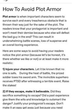 an article about how to avoid plot armor