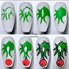 Xmas Nail Art, New Step, Fake Nails Designs, Nail Drawing, Nail Art For Beginners, Nail Art Designs Diy, Diy Nail Designs