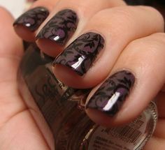 Chloe's Nails: Revlon Chloe Nails, Brown Nail Polish, Print Nails, Great Nails, Spring Nail Art, Nails Black, Brown Nails, Fabulous Nails, Black Flower