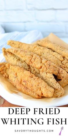 deep fried white fish on a plate with text overlay