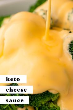 Keto cheese sauce is super easy to make and positively delicious! Perfect for dipping or for smothering broccoli, cauliflower, or other veggies, you'll make this recipe over and over when you're on a keto or low carb diet. Cauliflower With Cheese Sauce, Keto Cheese Sauce, Cauliflower With Cheese, Cheese Sauce For Cauliflower, 40 Aprons, Steamed Cauliflower