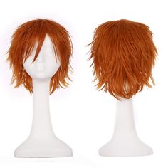 PRICES MAY VARY. The cute cosplay wig is made of upgraded synthetic hair from Japan. As soft and natural as your own hair, good for costume and daily wear. A fun wig! Can stand high temperature of about 120 degree Celsius. It is very easy to style and care. To be your favorite charactor in just minutes! Thoughtful design:Equipted with elastic and breathable build-in wig net, the wig fits most head sizes and provides comfortable attachment for all day wear. The special hair tail and fluffy design Short Pixie Wigs, Anime Wigs, Halloween Wigs, Fluffy Hair, Short Bob Wigs, Cute Cosplay, Dark Orange, Costume Wigs, Wigs For Women