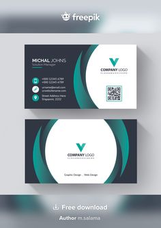 two business cards with green and black circles on them, one has a check mark in the middle