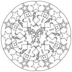 a black and white drawing of stars in the shape of a circle with faces on it