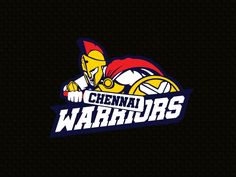 the cleveland warriors logo is shown on a black background with an orange and yellow helmet