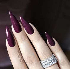 Dark Colour Nails, English Teacher Outfit, Purple Stiletto Nails, Nails Maroon, Dark Purple Nails, Plum Nails, Wine Nails, Winter Landscapes, Beauty Of Winter