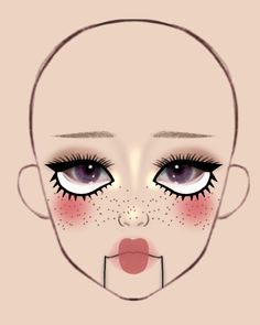 Clown Makeup Ideas For Halloween, Broken Doll Makeup Easy, Cute Clown Makeup Halloween, Drawing Makeup Looks, Doll Makeup Looks Halloween, Puppet Makeup Halloween, Halloween Face Charts, Face For Makeup Drawing, Halloween Makeup Ideas Clown