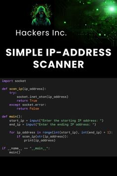 an image of a computer screen with the text, simple ip - address scanner