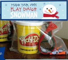 a play dough snowman is in a plastic bag with the words play dough on it