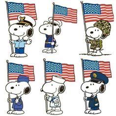 peanuts holding american flags in their hands