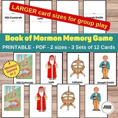 printable book of mormon memory game for kids with pictures and instructions to play them