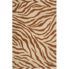 an animal print rug with brown and white stripes