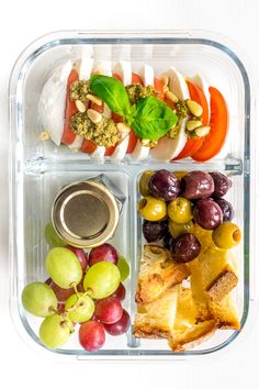 a plastic container filled with different types of food