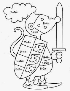 a coloring page with numbers and an image of a cartoon character holding a knife in his hand