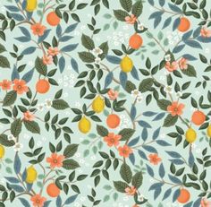 an orange tree with leaves and flowers on a beige background is featured in this image