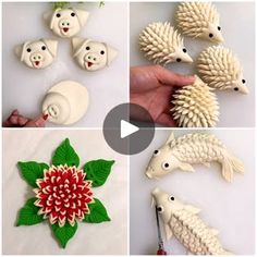 the video shows how to make polymer flowers and leaves with clay, including pomegranates