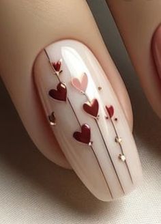 Pedicure Ideas Valentines, Elegant Nails, Heart Nails, Fancy Nails, Chic Nails, Valentine's Day Nails, Valentines Nails, Acrylic Nail Designs