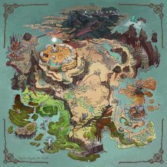 a map that looks like it is in the middle of an animated world with lots of land