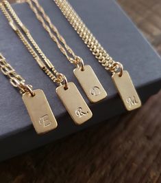 modern simplicity.  Dainty chain necklace  with stamped initial bar pendant.  perfect size for layering.  all findings are 18k gold filled Lobster clasp closure Gold Initial Necklace With Paperclip Chain For Everyday, Gold Minimalist Initial Necklace With Paperclip Chain, Minimalist Gold Initial Necklace With Paperclip Chain, Gold Minimalist Bar Necklace, Gold Rectangular Bar Necklace For Gift, Rectangular Yellow Gold Bar Necklace For Everyday, Everyday Yellow Gold Rectangular Bar Necklace, Classic Gold Rectangular Bar Necklace, Everyday Rectangular Yellow Gold Bar Necklace