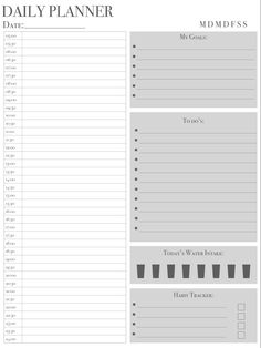 the daily planner is shown in black and white