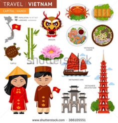 Multi Cultural Art, Travel To Vietnam, Dress Man, Travel Vietnam, Vietnam Art, Vietnam Food, Image Film, Vector Icons Illustration