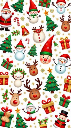 christmas seamless background with santa claus and snowmen