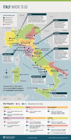 the map shows where italy is located and what it's important to see in this country