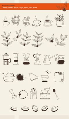 coffee beans, cups, and more - food & drink menus print templates