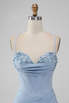 Light Blue Bodycon Corset Spaghetti Straps Short Homecoming Dress Satin Prom Dress Short, Light Blue Homecoming Dress, Bodycon Prom Dresses, Homecoming Dresses Corset, Prom Dresses Sparkly, Light Blue Prom Dress, Lovely Partner, Blue Bodycon, Sparkly Prom Dresses