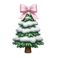 a christmas tree with a pink bow on it