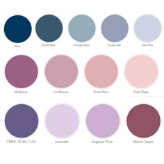 the color scheme for different shades of blue and pink