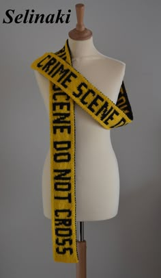 Hand Knitted Crime Scene Do Not Cross Caution Tape The scarf is double sided (one side is yellow, the other side is black), handmade by me with 100% acrylic yarns. Approximately 214 cm long x 9.5 cm wide (84 inches long x 4 inches wide) Ready to ship. Thanks for looking and please contact me for any questions. (Colors may appear differently in real life due to camera and monitor settings) All items are shipped with Registered Standard Post and have tracking number. Standard Shipping delivery tim Caution Tape, Mode Hippie, Character Inspo, Cooler Look, Pretty Clothes, Story Ideas, Character Outfits, Fashion Sense, Crochet Clothes