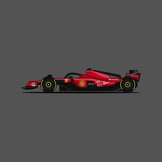 a red race car on a gray background