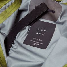 an acr n m nnm label is on the back of a jacket