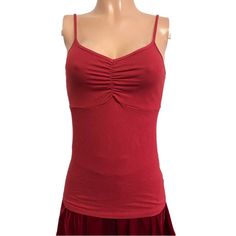 Y2k Wine Red Pinched Bust Tank Cami Top Adj Straps. Cotton/Spandex. Size Large. Deadstock Never Worn. Red Fitted Y2k Tank Top, Red Stretch Y2k Tank Top, Red Ruched Sleeveless Top, Red Stretch Camisole, Casual Style, Red Stretch Casual Camisole, Casual Red Stretch Camisole, Red Fitted Casual Camisole, Vintage Color, Cami Tanks