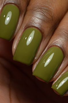 Wall St is a rich olive green creme nail polish. This creme polishes feature a smooth, high quality formula for ease of use and long lasting wear. Opaque in 2-3 Coats Wide Brush With 100% PCR Cap Non-Toxic Formula Vegan and Cruelty Free Dark Skin Nail Polish, Olive Nails, Cirque Colors, Green Nail Polish, Nail Polish Brands, Simple Gel Nails, Toenail Polish, Nail Photos, Nail Ring