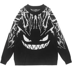 EVIL SMILE x LIGHTNING Sweatshirt Goth Sweater, Oversize Pullover, Matching Leggings, Hip Hop Streetwear, Winter Trends, Round Neck Sweaters, Looks Style