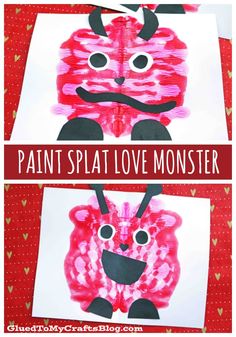 an art project for kids to make with paint splatt love monster