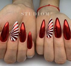 Chrome Christmas Nails, Chrome Christmas, Red Chrome Nails, Red Chrome, Nails 2018, Chrome Nails Designs, Cute Christmas Nails