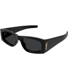 From Saint Laurent&#x2C; these women's sunglasses feature:Acetate frameRectangle shapeSolid lensNot Rx ableNon-polarizedApprox. 56mm lens- 18mm bridge- 130mm templeImported. Black Luxury Sunglasses, Dynasty Rectangle Sunglasses, Ysl Rectangle Sunglasses, Ysl Sunglasses Women, Designer Sunglasses Aesthetic, Y2k Shades, Feminine Glasses, Channel Sunglasses, Nice Sunglasses