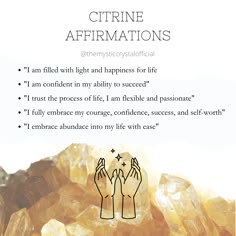 Citrine Crystal Affirmation, Citrine Affirmation, Citrine Aesthetic, Crystals Affirmations, Citrine Crystal Meaning, Citrine Properties, Crystal Grimoire, Crystal Affirmations