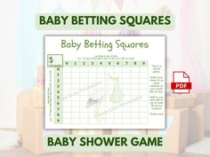 baby betting squares for the baby shower game