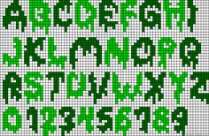 the letters are made up of green squares