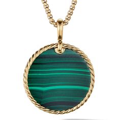 DY Elements Disc Pendant in 18K Yellow Gold with Malachite Malachite Necklace, Malachite Pendant, David Yurman Jewelry, Disc Pendant, Monogrammed Items, I Love Jewelry, David Yurman, Jewelry Pouch, Neiman Marcus